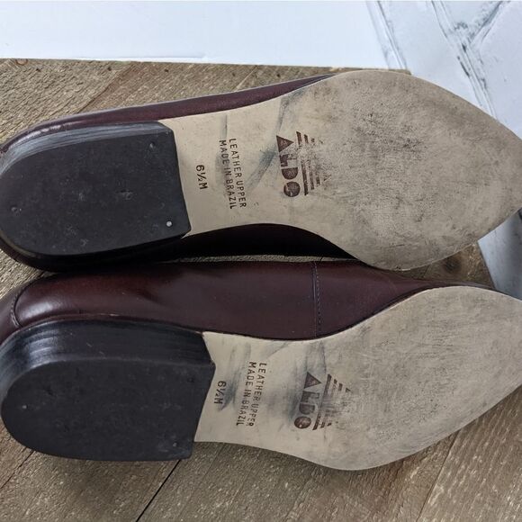 Vintage Aldo Brown leather flats loafers pointed toe slip on shoes for women 6.5 - Picture 9 of 9